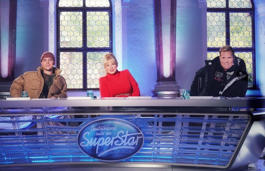 Die aktuelle DSDS-Jury: Mike Singer, Maite Kelly und Dieter Bohlen.