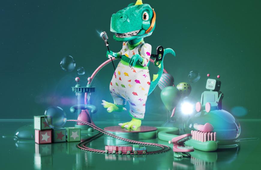 Na, wenn sich dieses Kostüm nicht zum Zuschauerliebling der neuen Staffel entpuppt: der niedliche Dinosaurier wird die Herzen der