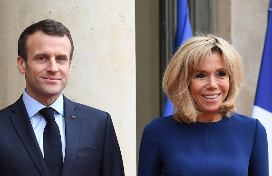 Ehemann Emmanuel Macron und sie sprachen der Queen gemeinsam ihr Beileid aus...