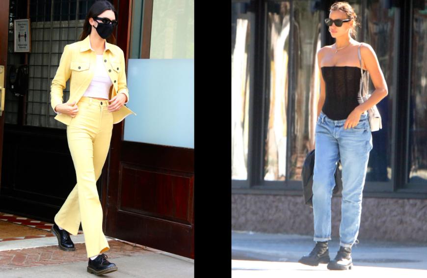 Kendall Jenner (l.) und Irina Shayk (r.) setzen diesen Sommer auf coole Herbst-Boots von Dr. Martens. 