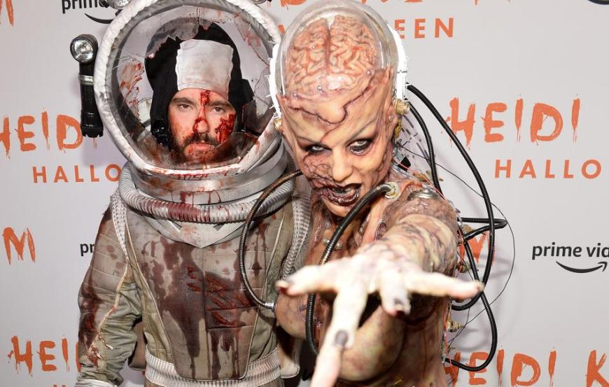 Bei Heidis letzter Halloweenparty 2019 erschien das Ehepaar im Partner-Kostüm als Cyborg und blutiger Astronaut.
