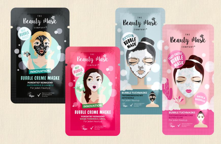 The Beauty Mask Company® ist eine von asiatischen Schönheitsritualen und Beauty-Innovationen inspirierte Marke, die ständig die neusten Masken-Trends aus Südkorea, Japan und Thailand nach Deutschland holt. Die Marke bietet einen bunten Blumenstrauß an Gesichts-Masken - von Tuchmasken, Bubble Tuchmasken bis hin zu Gel und Bubble Creme Masken ist alles dabei. The Beauty Mask Company® mischt die eher traditionelle Masken-Kategorie in den Drogerien durch seine auffälligen und frischen Designs auf. Doch die Masken bestechen nicht nur durch das süße Design der Verpackung, sondern vor allem die hohe Qualität und intensive Wirksamkeit der Formulierungen. Die Tuchmasken sind aus biologisch abbaubarem Material hergestellt und belasten daher die Umwelt nicht, wenn sie nach Gebrauch entsorgt werden.
