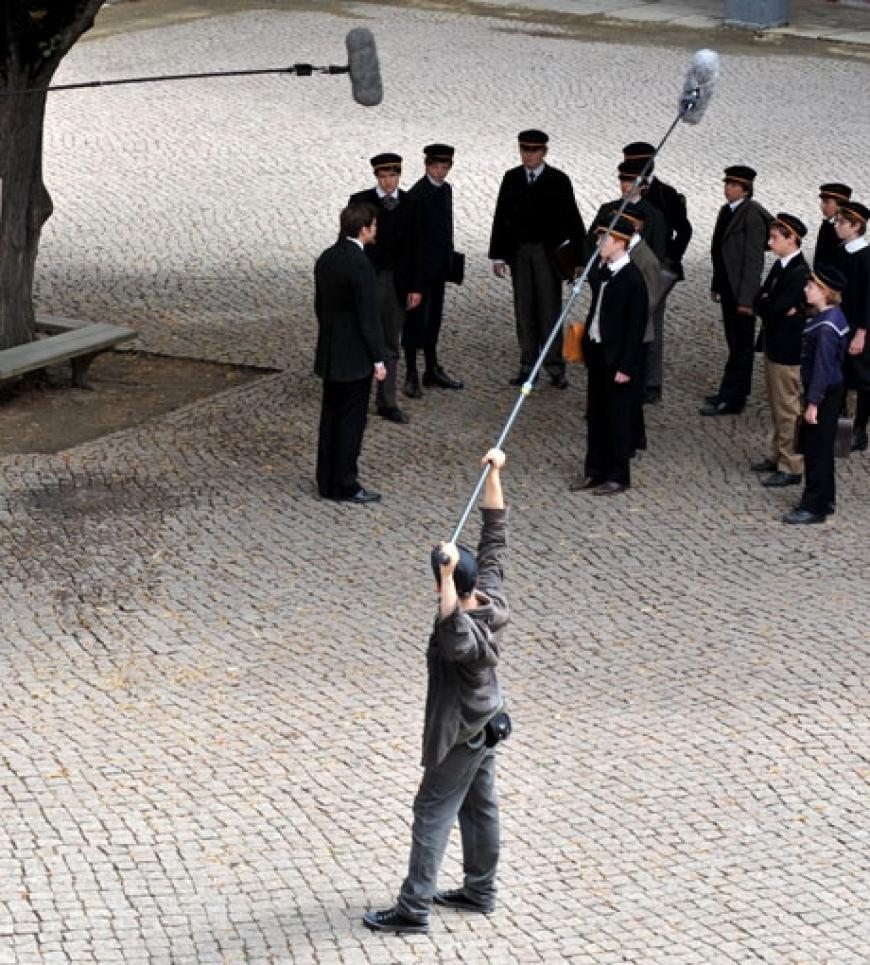 Der 32-Jährige bei den Dreharbeiten zu seinem neuen Film in Berlin