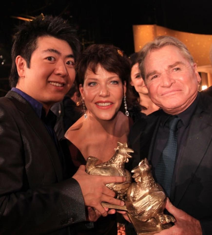 Gewinner-Trio: Pianist Lang Lang mit Janina Hartwig und Fritz Wepper, die in der Kategorie