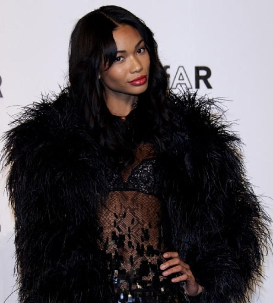 Chanel Iman entschied sich für einen kuscheligen Pelz