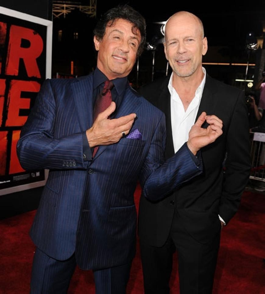 Kumpels - nicht nur auf der Leinwand: Sylvester Stallone und Bruce Willis