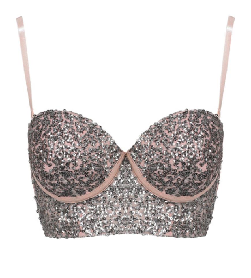 Perfekt für heiße Nächte: Glitzerbustier von Gina Tricot, ca. 25 Euro