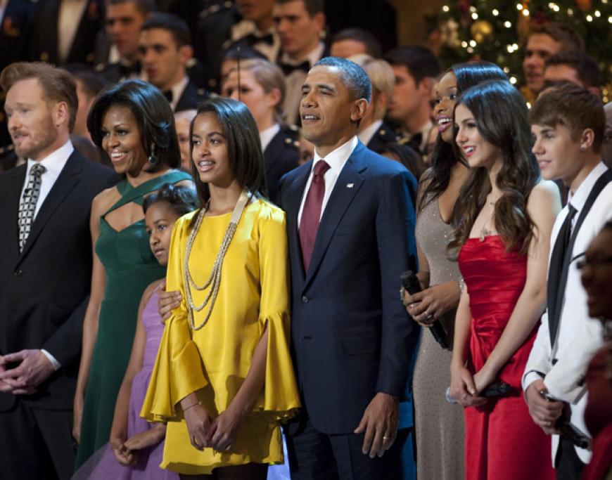 Ende 2011: Bieber hatte die Ehre, US-Präsident Obama bei der jährlichen Weihnachtsgala in Washington DC zu treffen