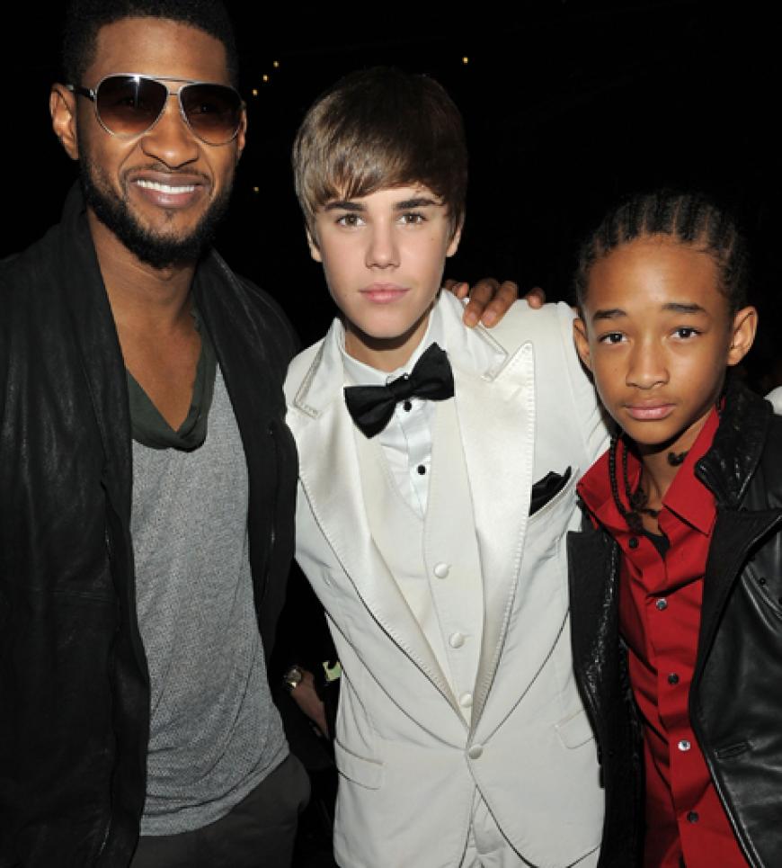 Cooles Trio: Usher, Justin Bieber und Jaden Smith stellen sich für ein Foto auf