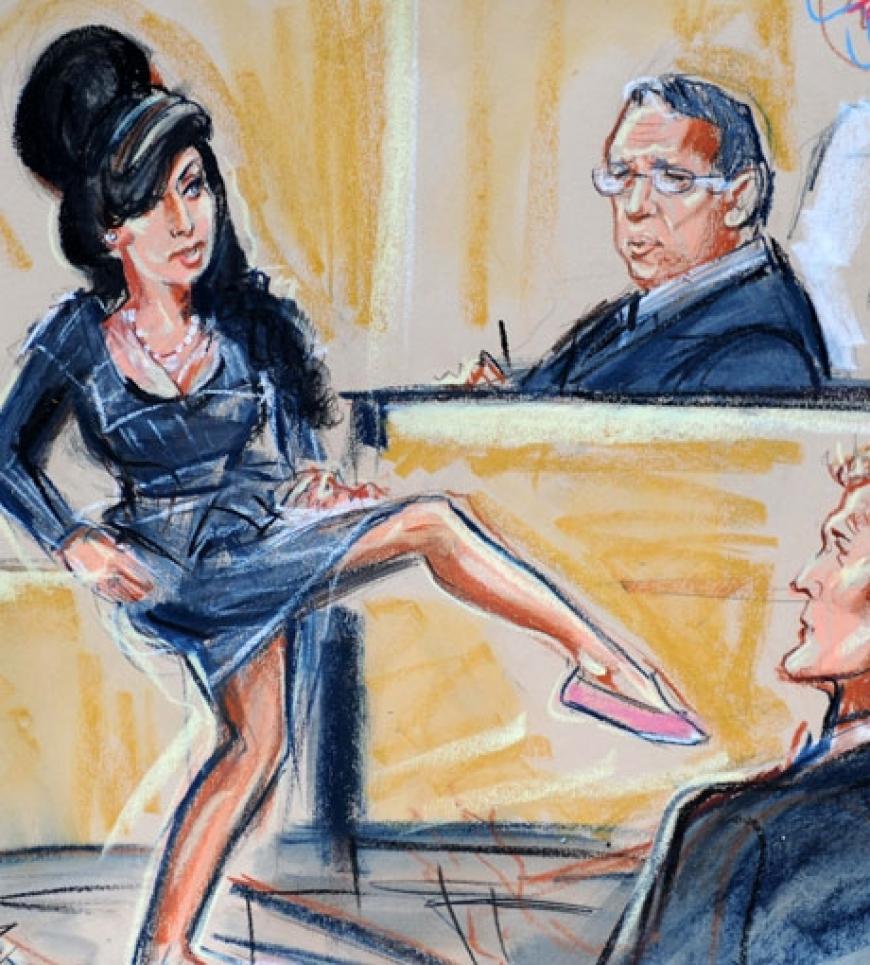 Amy Winehouse wurde natürlich auch vom Gerichtszeichner gemalt