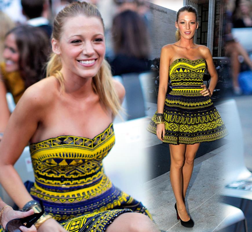 Auf der Fashion Week im September 2010 war sie Frau Mustermann - diese tolle Farbkombination ließ die Schauspielerin im Mittelpunkt stehen
