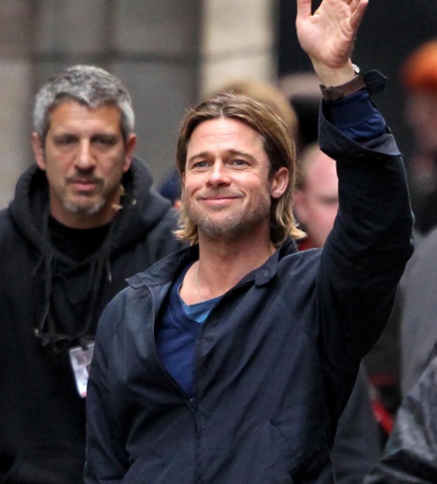 Gute Laune! Brad Pitt steht momentan in Großbritannien für seinen neuen Film