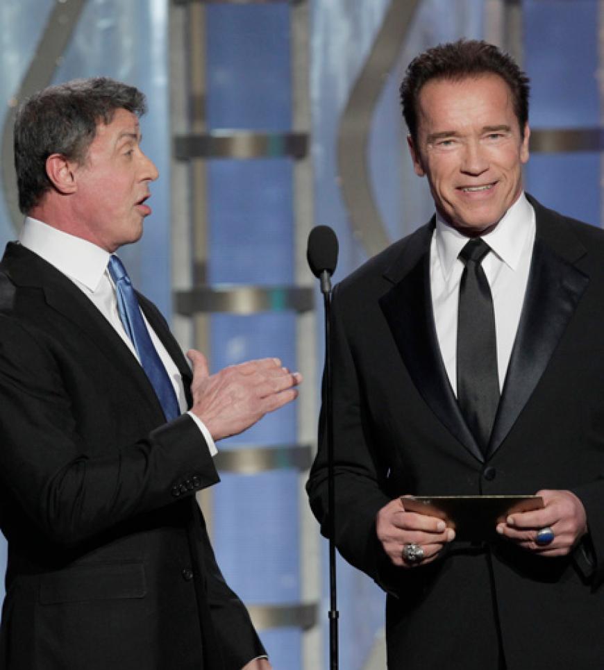 Arnold Schwarzenegger und Sylvester Stallone gemeinsam auf der Bühne