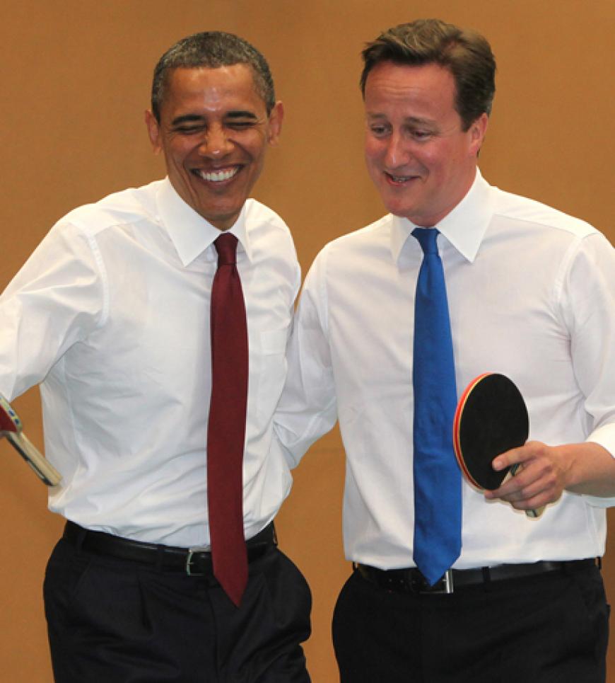Wahre Sportsfreunde: Obama und Cameron spielen gemeinsam Tischtennis und zeigen, ...