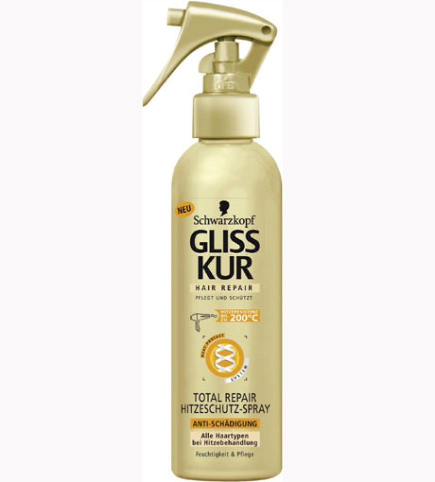 Zum Beispiel mit diesem Hitzeschutz: „Total Repair Hitzeschutz-Spray