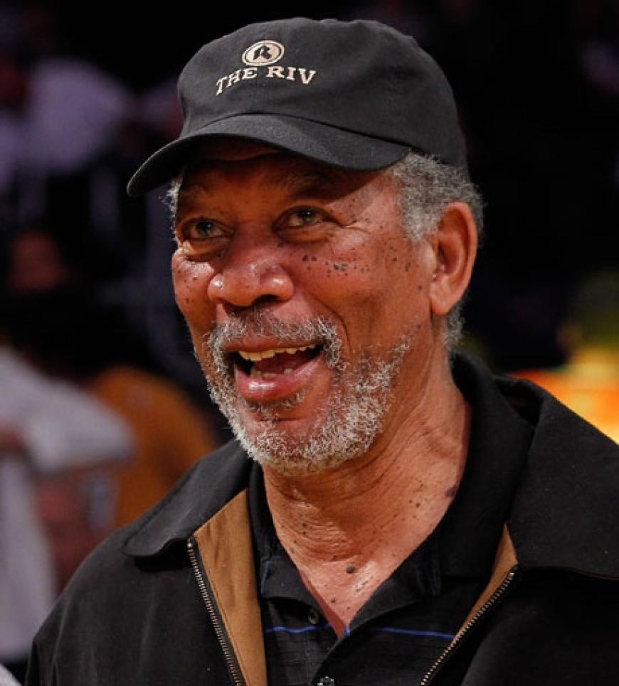 Hollywood zu Gast bei den L.A.Lakers: Morgan Freeman jubelte seine Mannschaft an