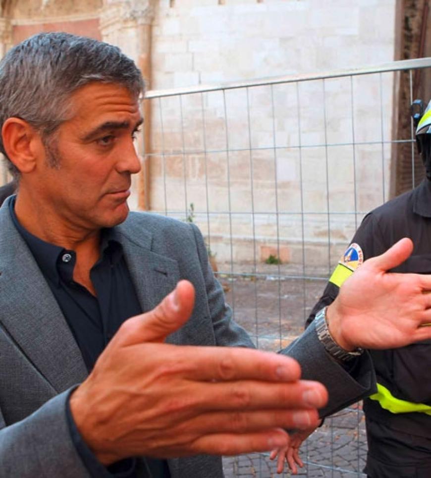 George Clooney in L´´Aquila