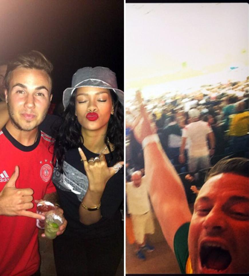 Rihanna feiert mit Mario Götze den Sieg, während Star-Koch Jamie Oliver im Stadion mitjubelte Rihanna feiert mit Mario Götze den Sieg, während Star-Koch Jamie Oliver im Stadion mitjubelte