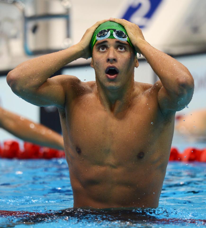 Südafrikaner Chad le Clos gewinnt über 200 Meter Schmetterling Gold und kann seinen Sieg kaum fassen
