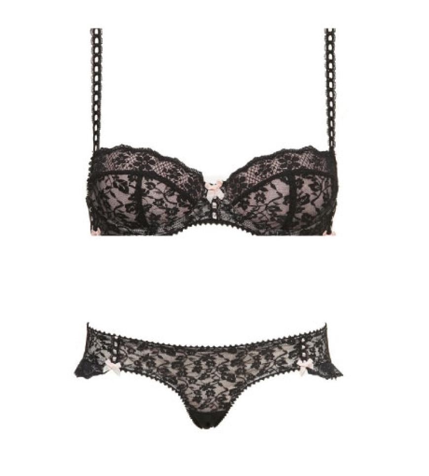 Geblümt und verzierte Träger von Topshop, BH ca. 20 Euro, Slip ca. 15 Euro