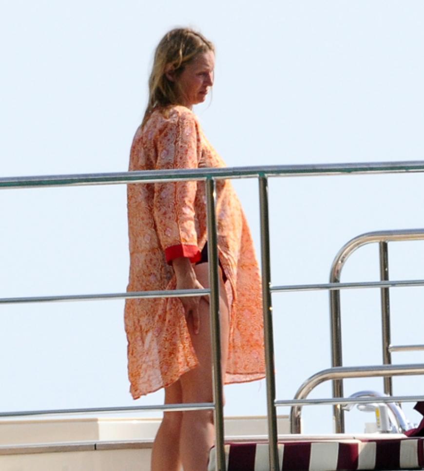 Wow, was für eine Kugel: Hollywood-Star Uma Thurman erwartet ihr erstes mit ihrem Partner Arpad Busson. Ein Mädchen!