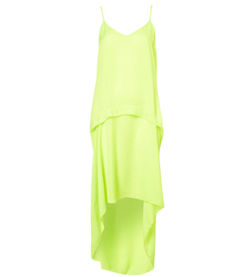 Neon-Alarm! Layer-Dress in neongrün über topshop.com, ca. 60 Euro