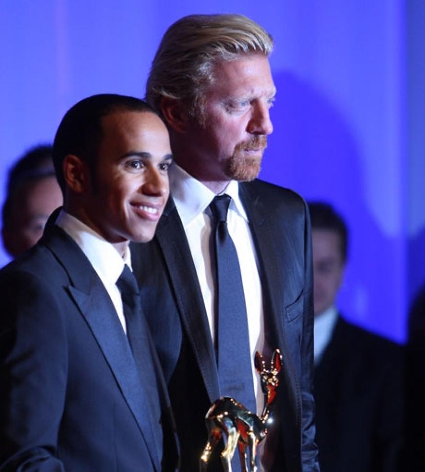 Lewis Hamilton und Boris Becker. Becker erschien übrigens ohne weibliche Begleitung in Offenbach