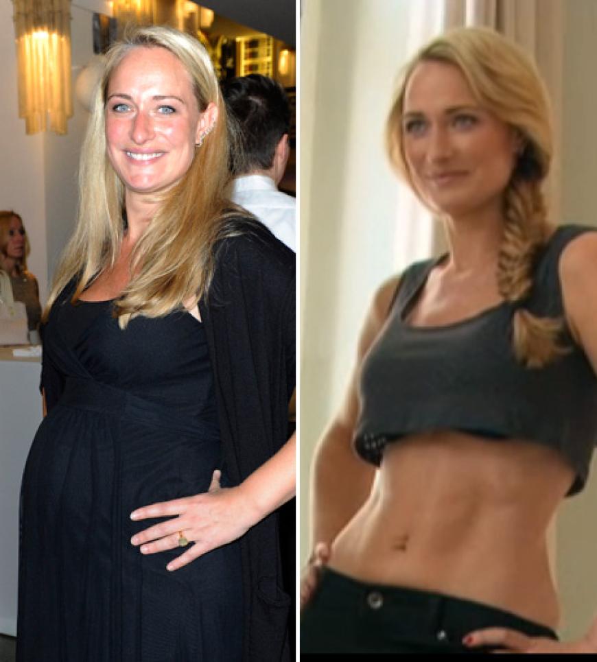 Mensch, Eva, du siehst ja toll aus! 3 Monate nach der Schwangerschaft präsentiert sie uns (r.) ihr Sixpack