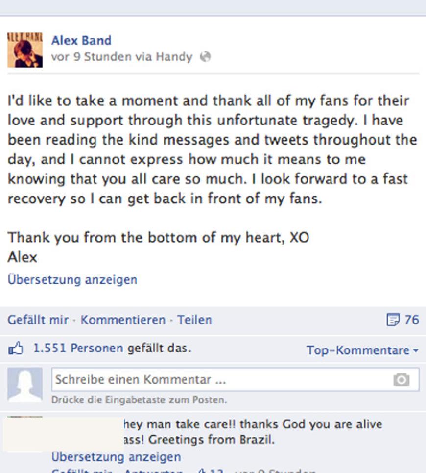 Hier dankt der Sänger der Band The Calling seinen Fans