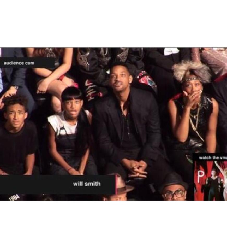 Das nackte Entsetzen: Jaden, Willow und Will Smith - angeblich während des Auftritts von Miley