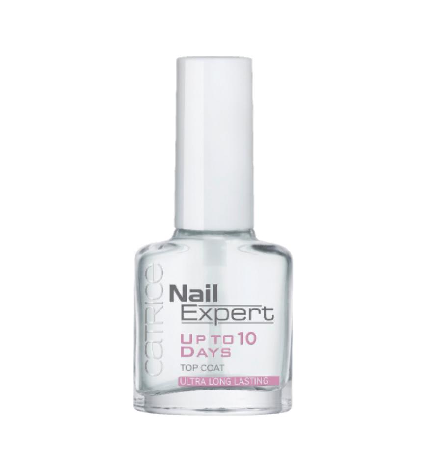 Verlängert die Haltbarkeit der Farbe „Nail Expert Up to 10 Days Topcoat“ von Catrice, ca. 2 Euro