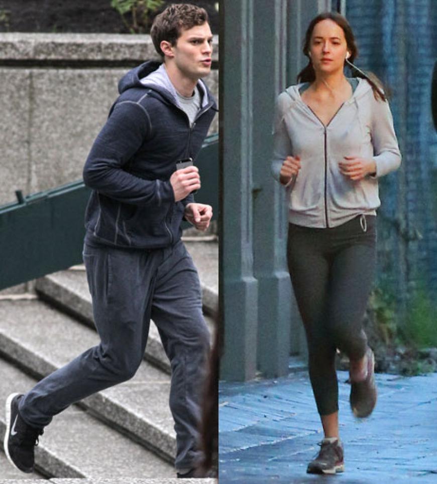 Zwischen den anstrengenden Dreharbeiten wird keine Pause gemacht! Jamie Dornan und Dakota Johnson trotzen Kälte, Wind und Regen und joggen sich in Bestform