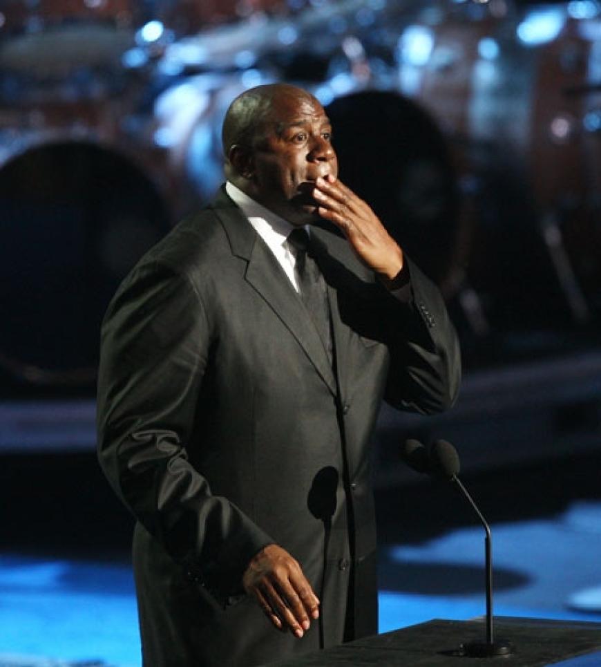 Magic Johnson auf der Bühne