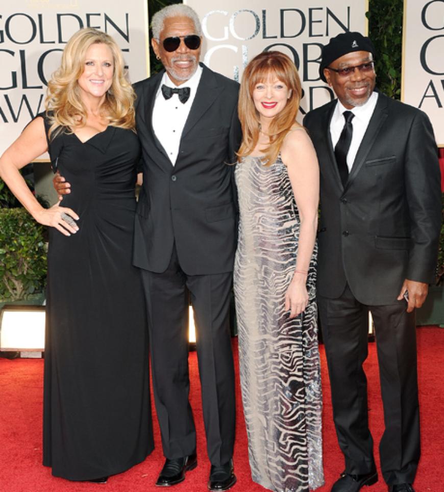 Alfonso Freeman mit Lori McCreary und Morgan Freeman