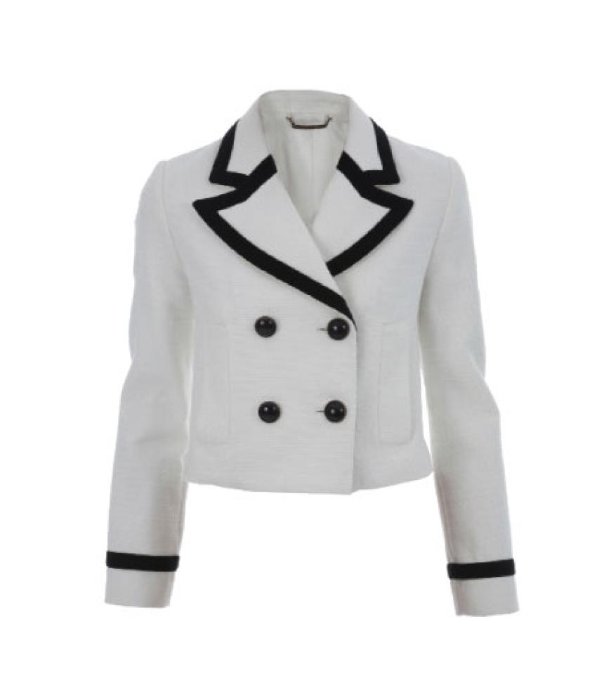 Kurzblazer mit farblich abgesetzten Paspeln von Penélope & Mónica Cruz for Mango, ca. 100 Euro