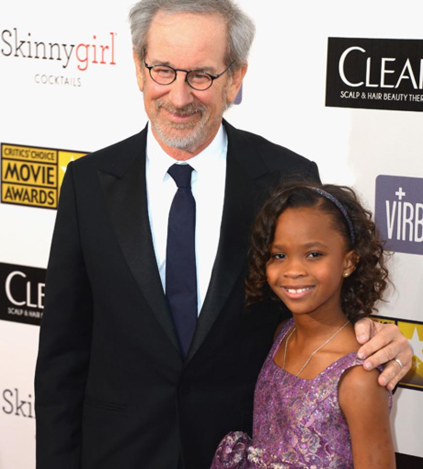 Regisseur Steven Spielberg mit Jungschaupielerin Quvenzhané Wallis