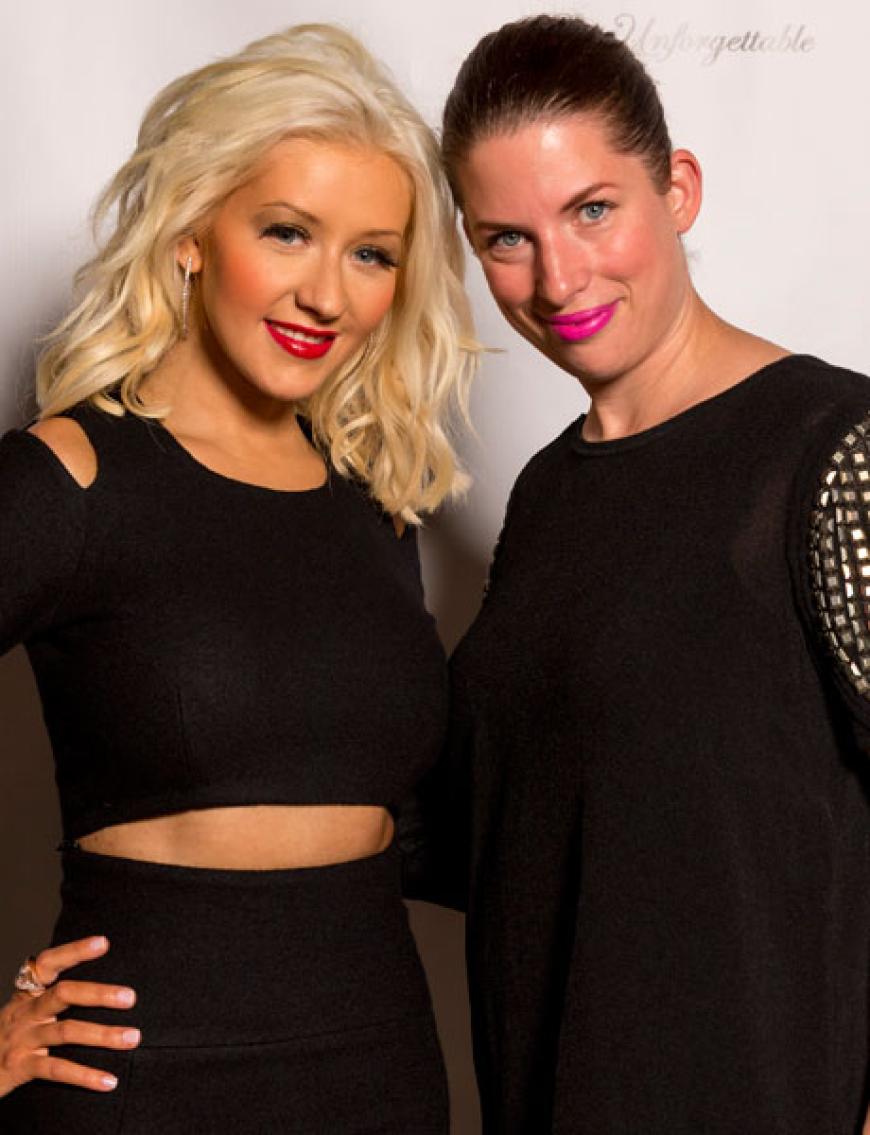 Lippenstift-Duo: OK!-Style-Director Katja Lips traf Christina Aguilera in Los Angeles zur Präsentation ihres neuen Parfums