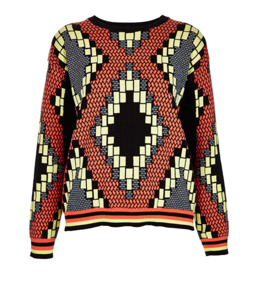 Auch bei schlechtem Wetter muss man auf den Trend nicht verzichten. Strickpullover über topshop.com, ca. 55 Euro