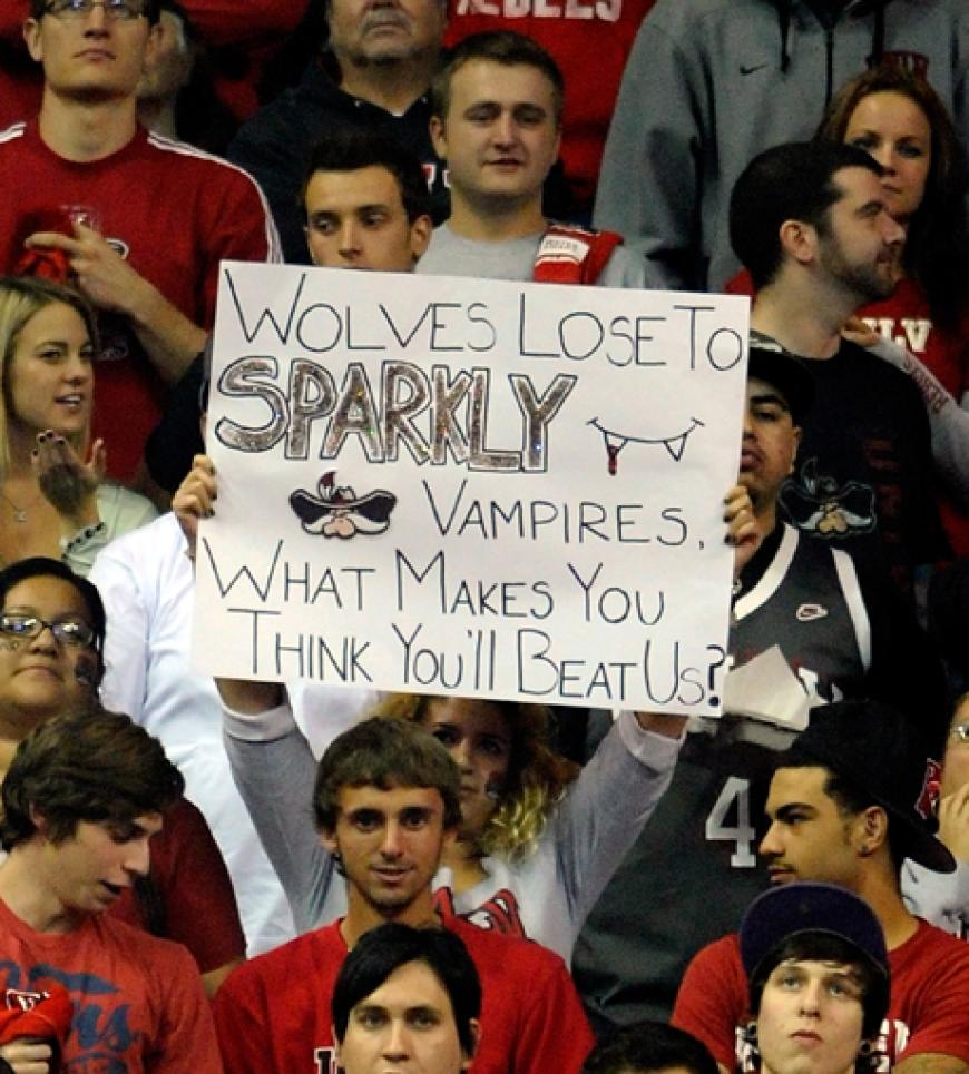 Fans halten Poster hoch