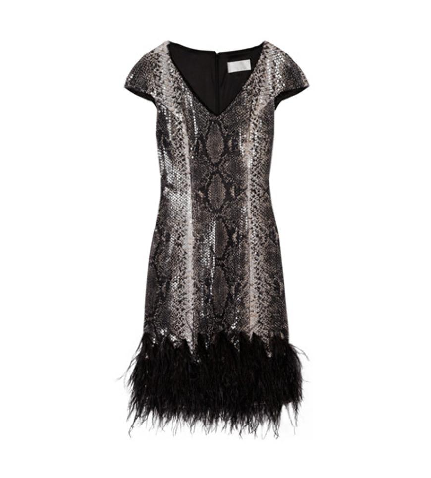 Für falsche Schlangen und Fashionistas: Cocktailkleid in Python-Optik von Mikael Aghal über theoutnet.com, ca. 205 Euro