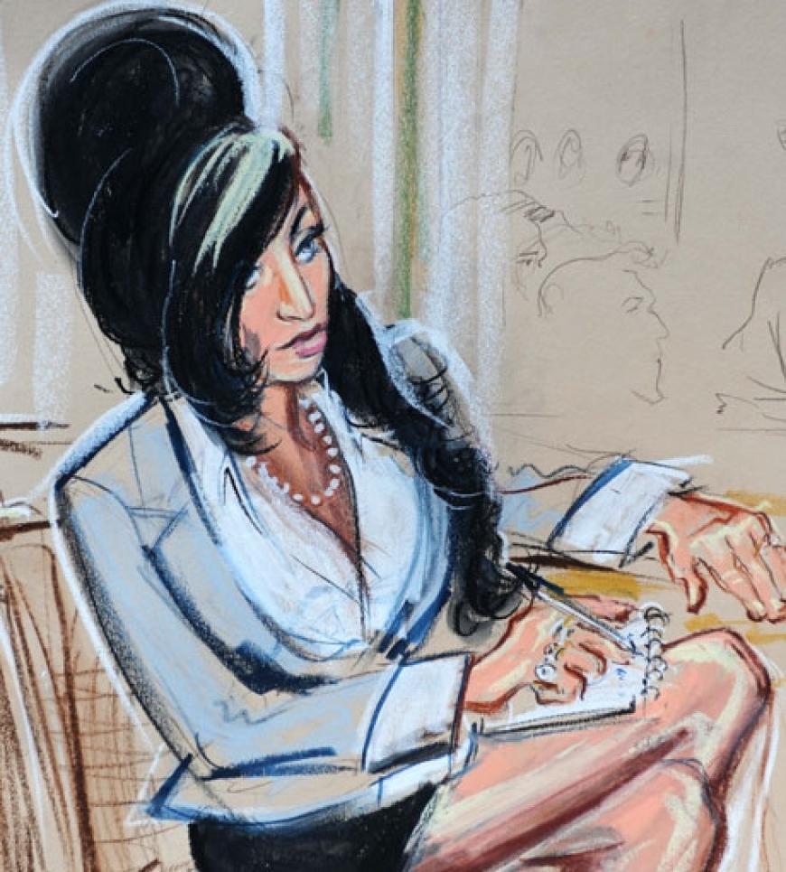 So sieht der Londoner Gerichtszeichner die 25-jährige Sängerin