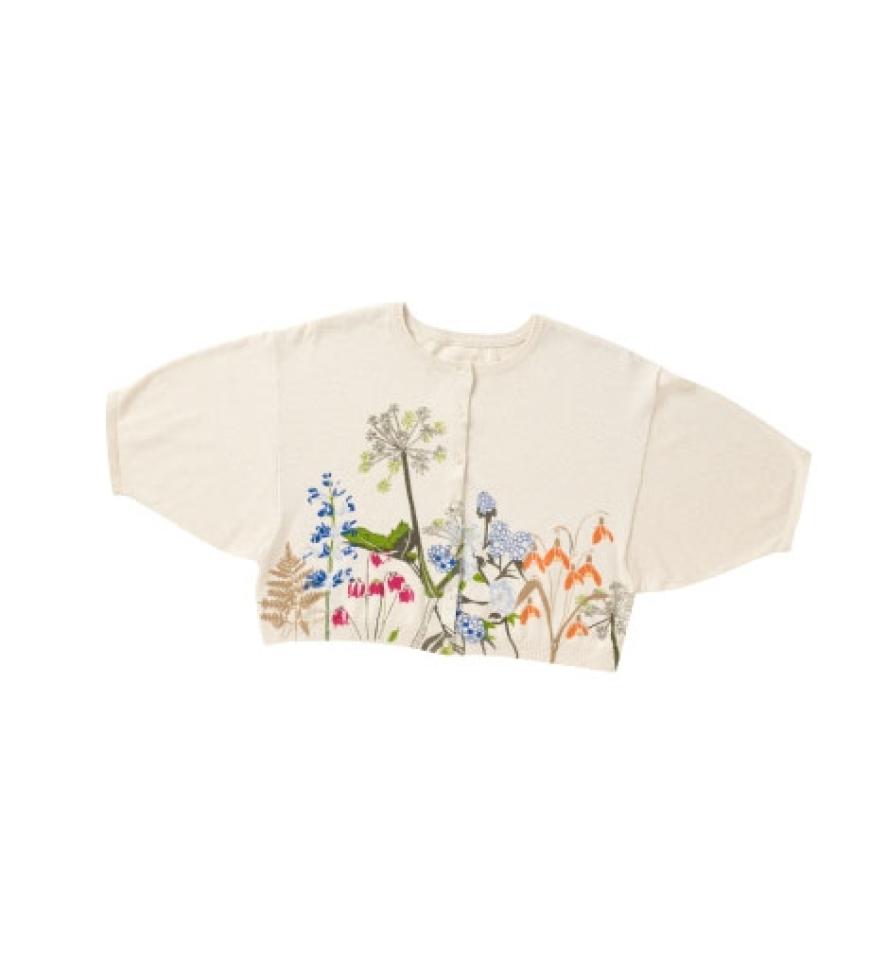 Diese Accessoires machen den Marlene-Look perfekt: Bolerojäckchen mit Blumenprint von Cos, ca. 50 Euro