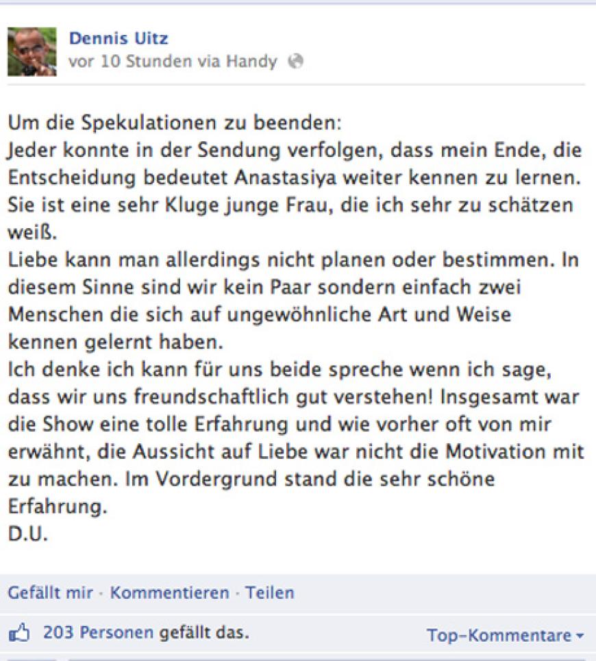 So äußerte sich der 30-Jährige nun auf Facebook