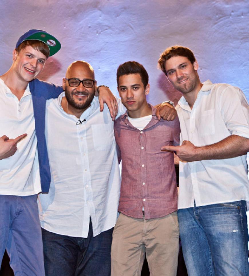 Die drei Top-Acts von Moses Pelham: Barne Heimbucher, Andrew Steven Fischer und Richard Geldner. Sie treten in der Kategorie