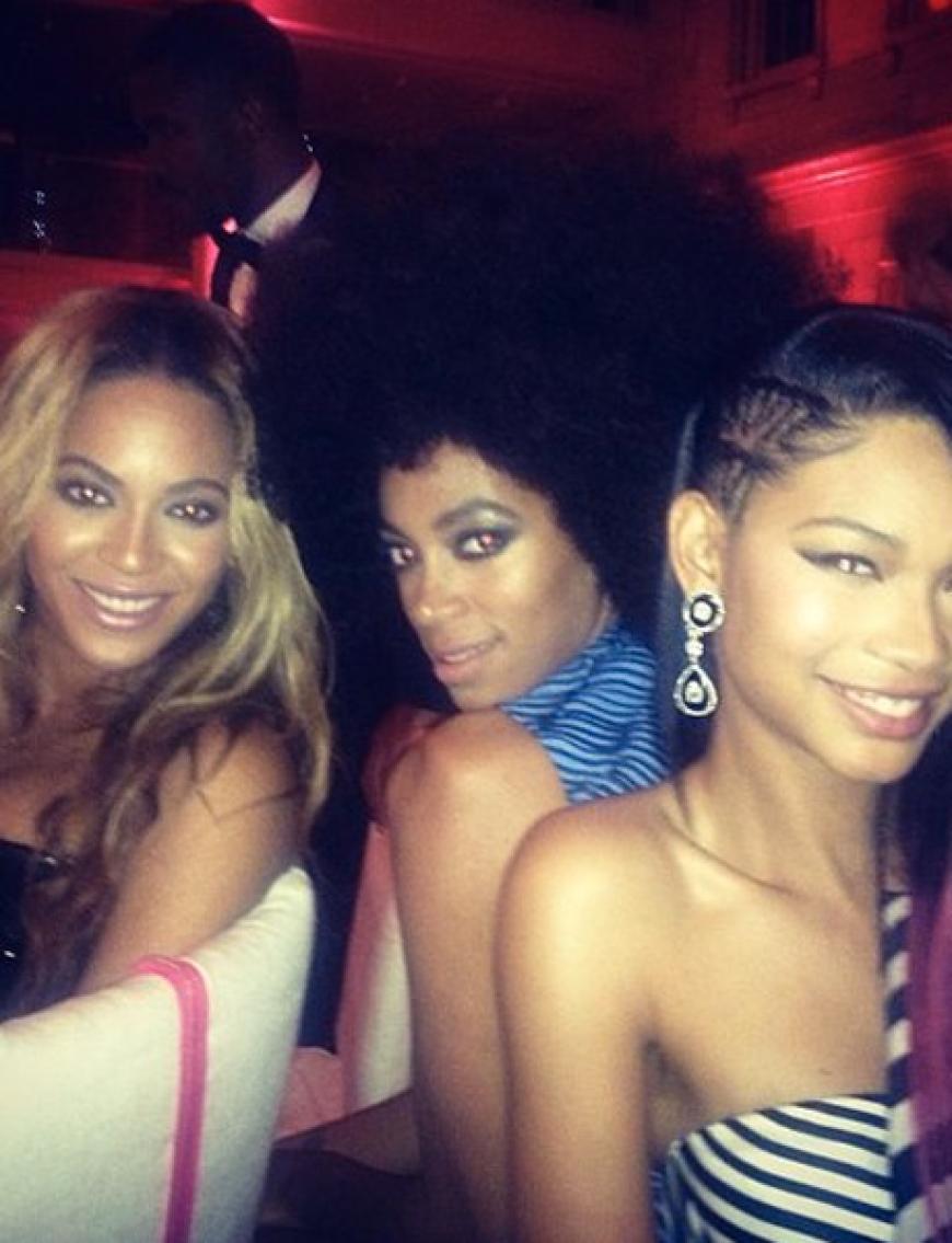 Model Chanel Iman (re.) feierte mit den Knowles-Schwestern Beyoncé und Solange
