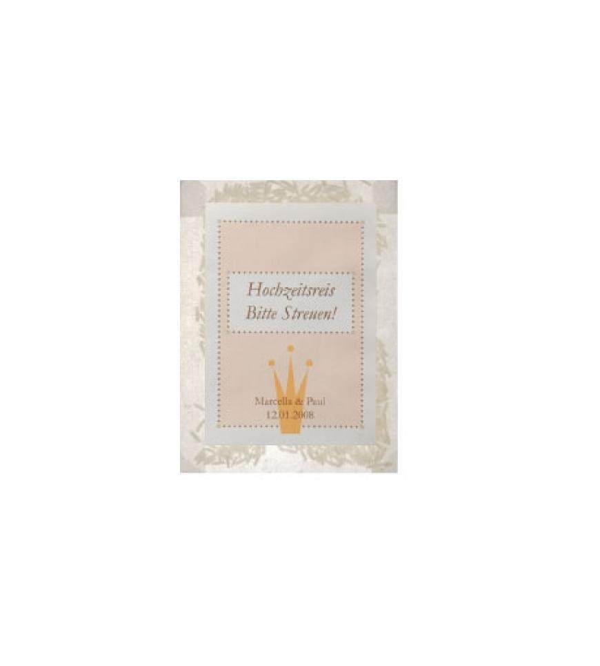Das perfekte Hochzeitsgeschenk: Reis´tütchen über rauschende-feste.com, 10 Stück ca. 19 Euro