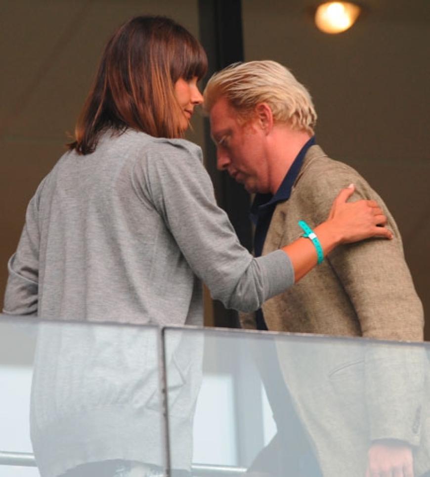 Prominente Gäste auf der VIP-Tribüne: Franziska van Almsick und Boris Becker