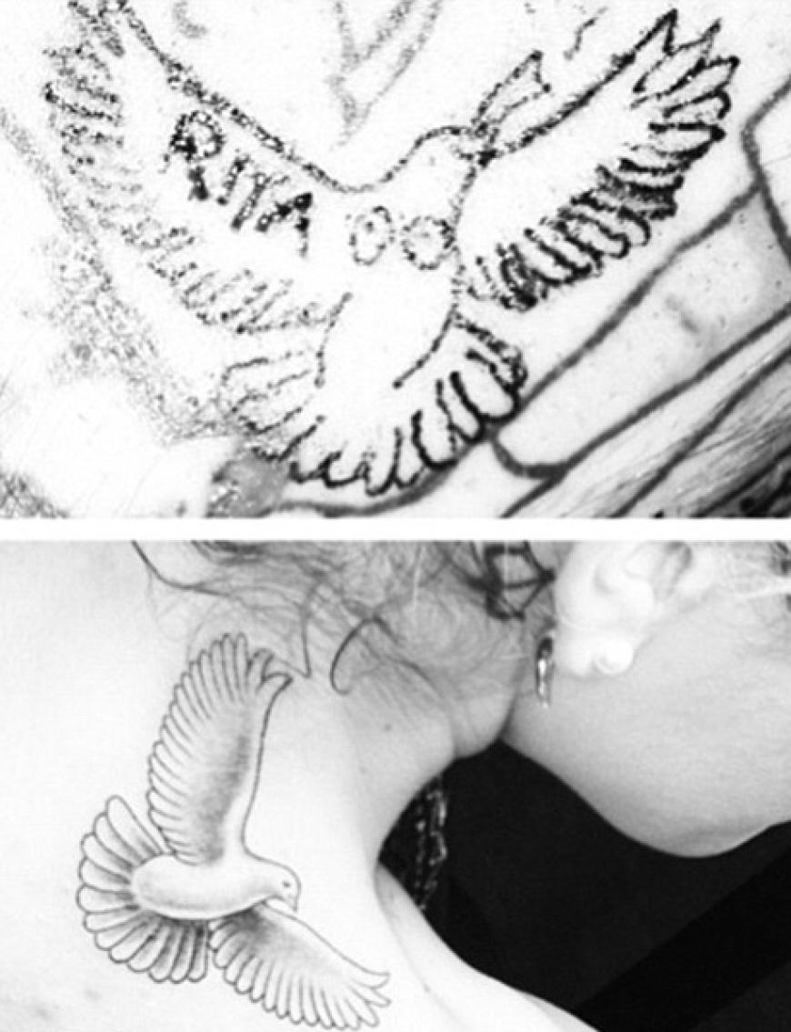 Der Vergleich: Oben Ritas Kunstwerk, unten ihr Tattoo