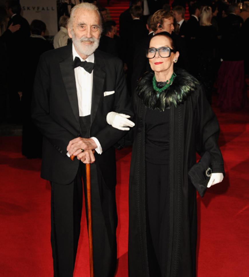 Eine Legende: Sir Christopher Lee (hat ebenfalls mal in einem Bond mitgespielt) mit Ehefrau Gitte