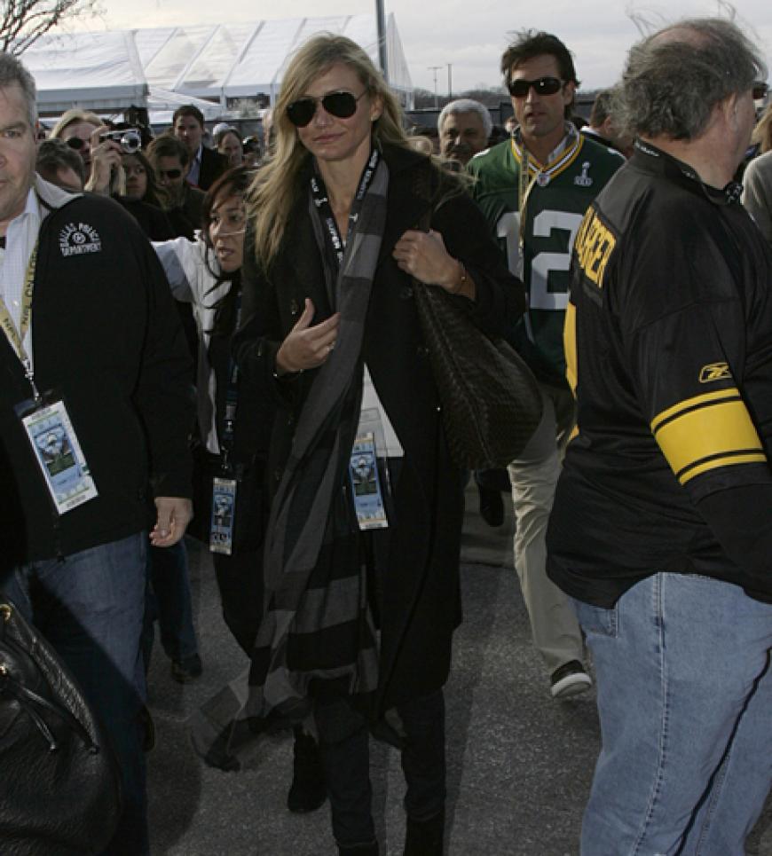 Ankunft der Super-Promis im Cowboys Stadium in Dallas. Cameron Diaz hatte eine der begehrten Karten bekommen